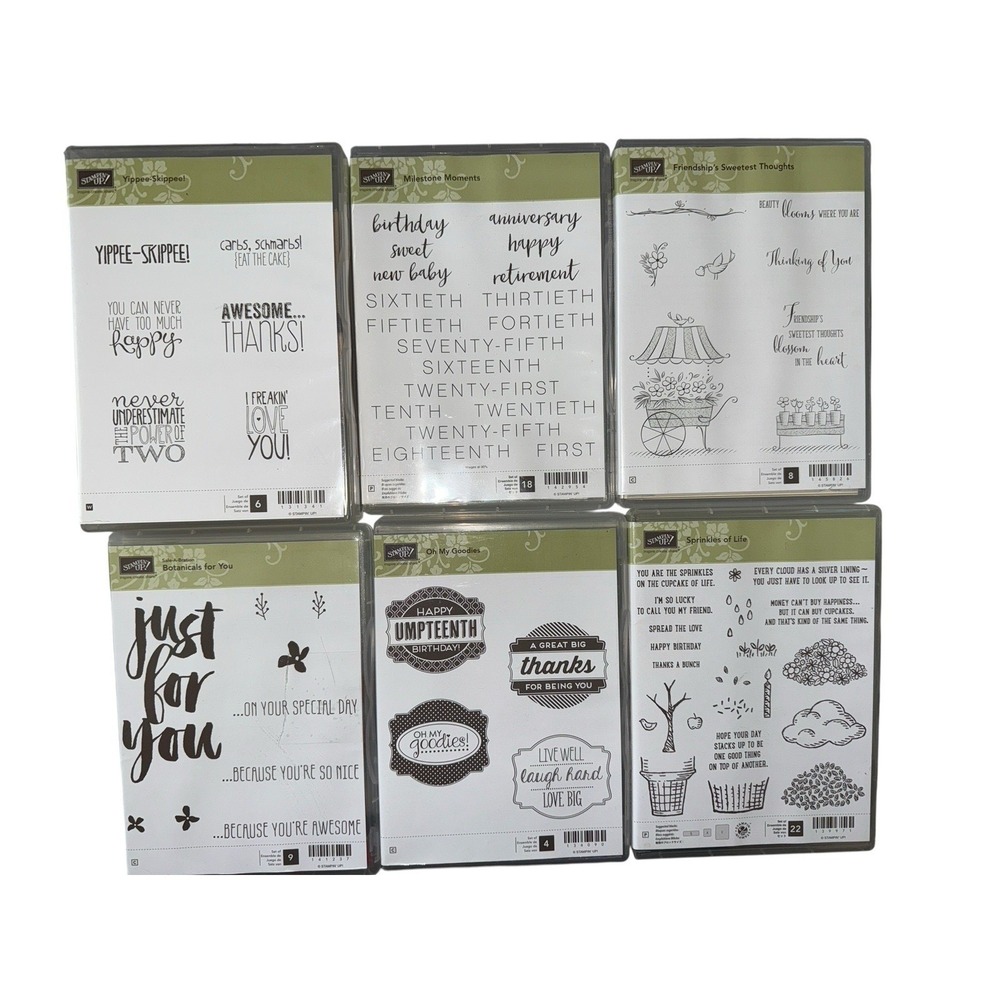 Stampin Up! Lot Of 6 Stamp Sets Birthday Friendship Sayings